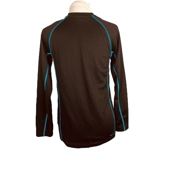 Reebok boys training shirt long sleeve play dry black with blue stitching Size L - Picture 3 of 14